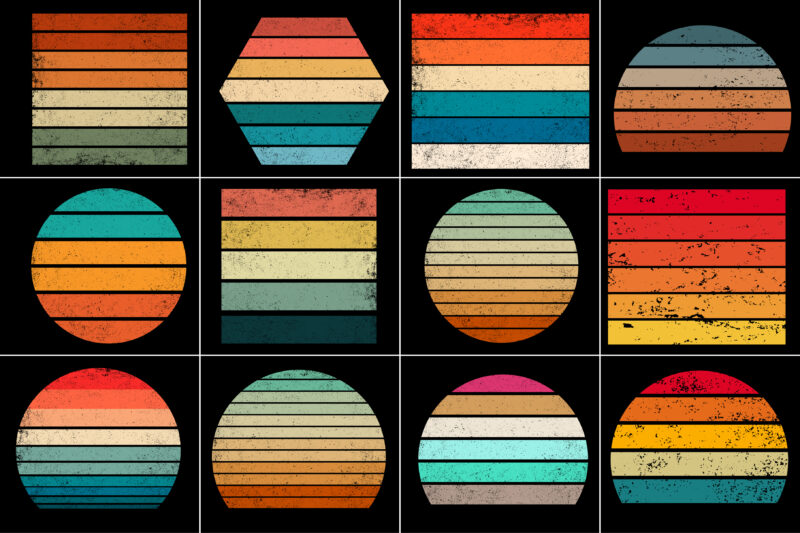 Retro Vintage Sunset Grunge Background Bundle