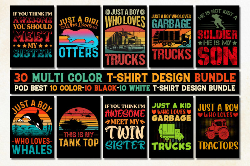 Vintage Sunset T-Shirt Design Bundle