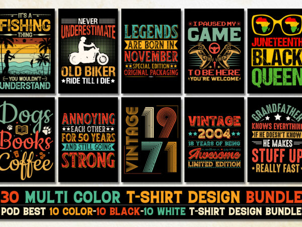 Vintage typography t-shirt design bundle