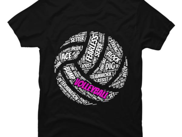 Volleyball For Girls And Women Pink Volleyball Words - Buy t-shirt designs