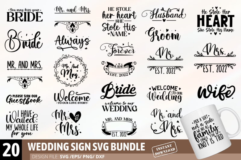 Wedding Sign SVG Bundle - Buy t-shirt designs