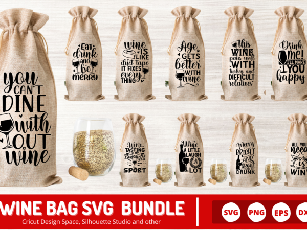 Wine bag svg bundle t shirt design for sale