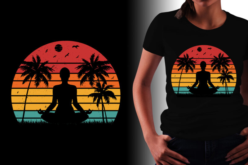 Retro Vintage Sunset T-Shirt Graphic Bundle