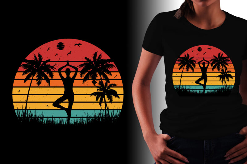 Retro Vintage Sunset T-Shirt Graphic Bundle