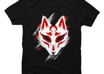 Yokai Kitsune mask traditional japanese - Buy t-shirt designs