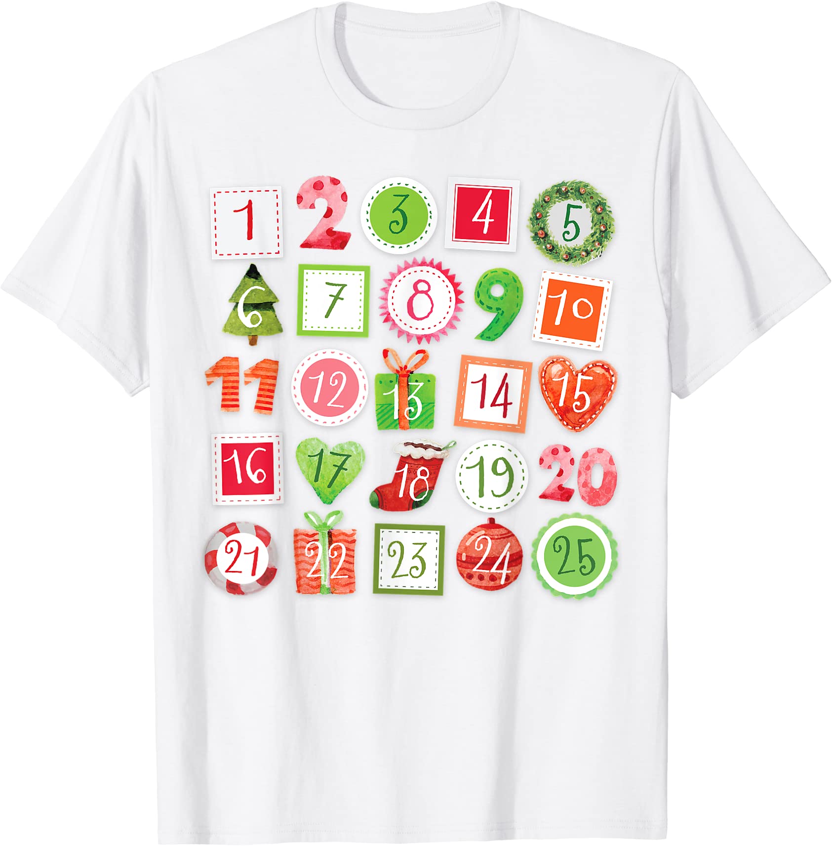 advent calendar t shirt countdown to christmas holiday men Buy t