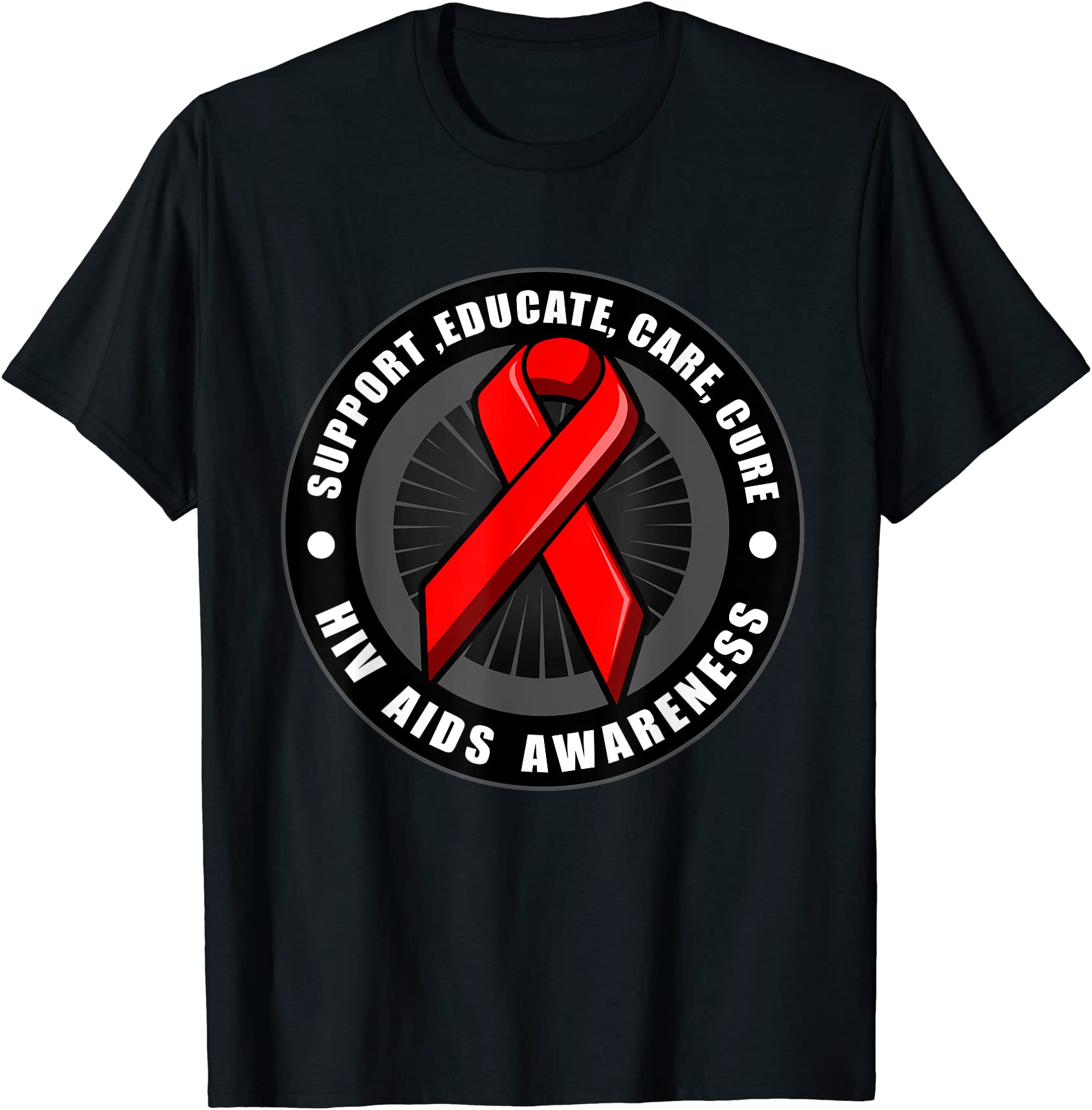 aids awareness shirt hiv stigma support educate care cure t shirt men ...