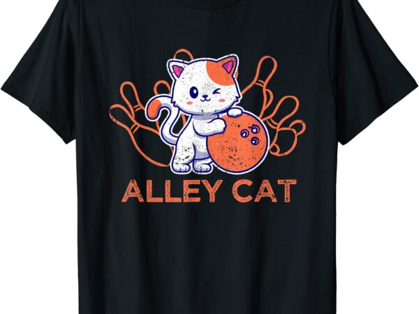 Alley cat bowling team humor funny bowler cats vintage t shirt men