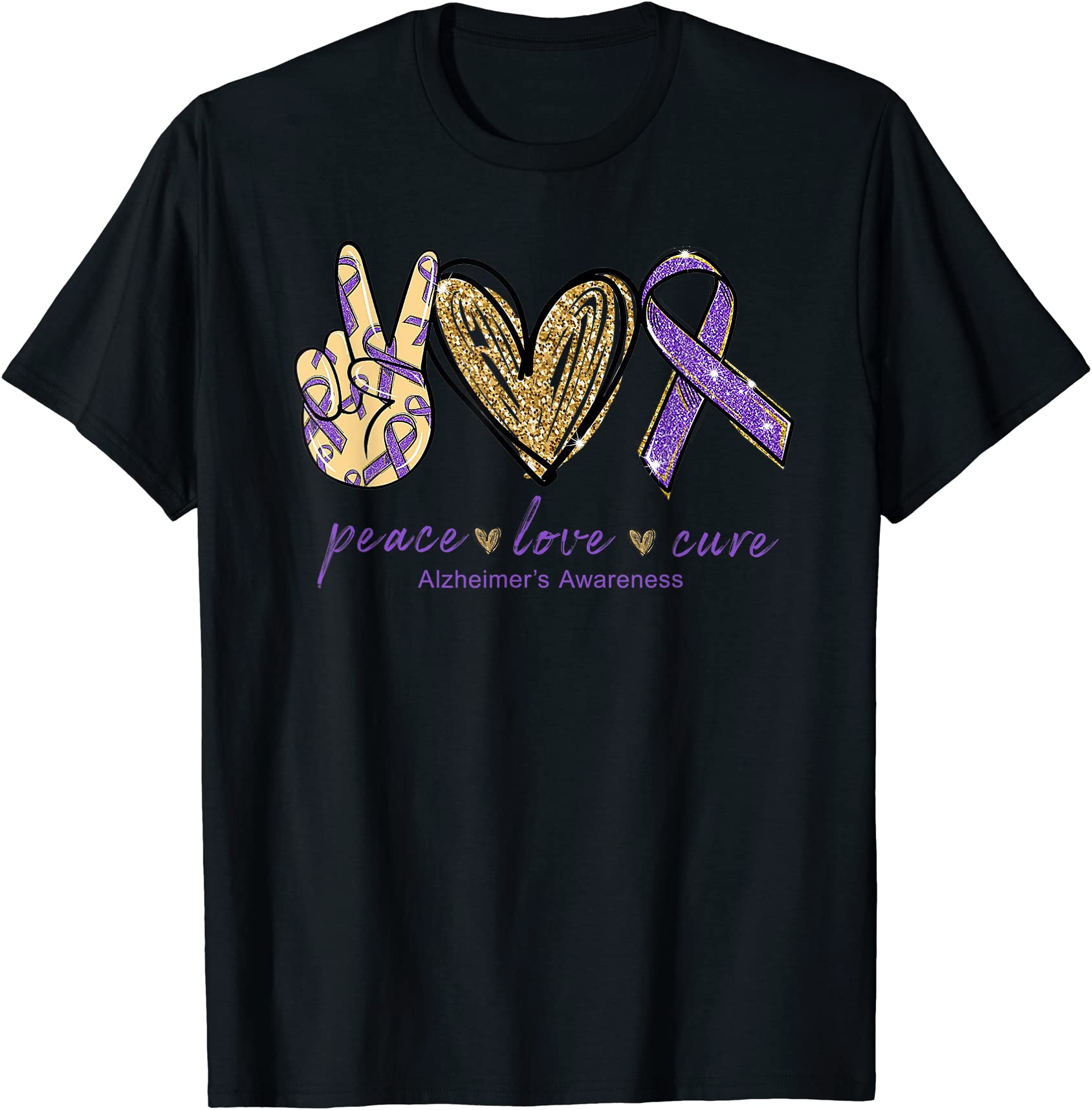 alzheimer s awareness peace love cure t shirt men - Buy t-shirt designs