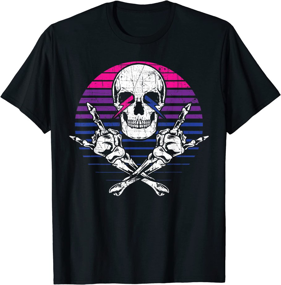 bi sexual pride aesthetic skull lgbtq flag distressed t shirt men - Buy ...