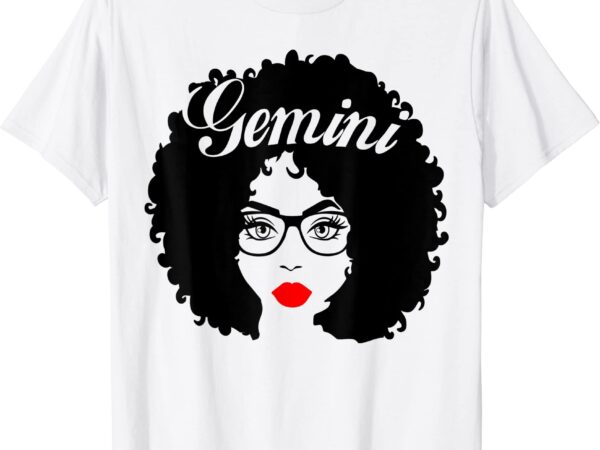 Black queen birthday gifts red lips afro diva gemini zodiac t shirt men