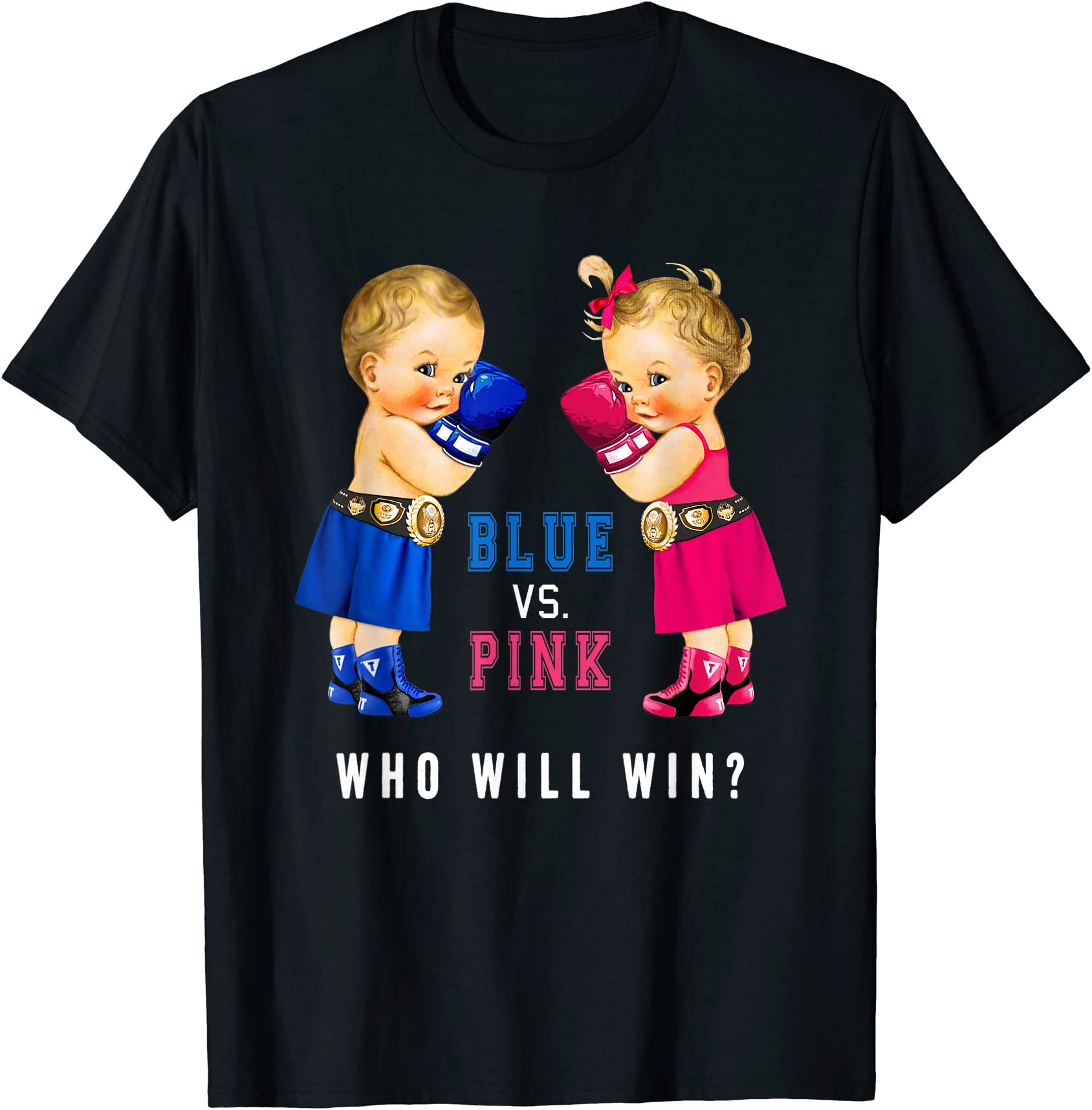 blue vs pink boxing babies gender reveal party t shirts men Buy t