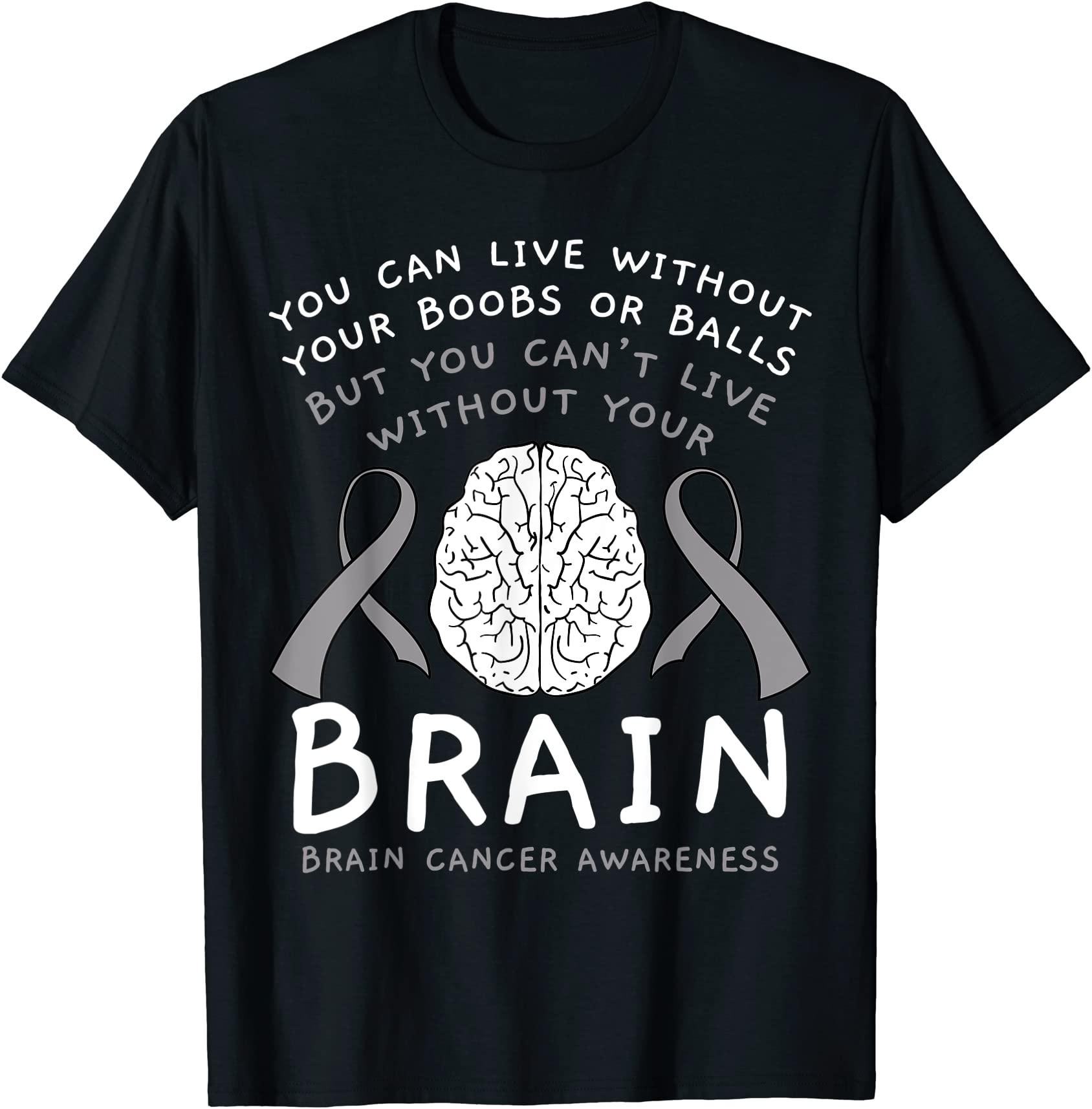 brain cancer awareness tumor gray ribbon patient survivor t shirt men ...