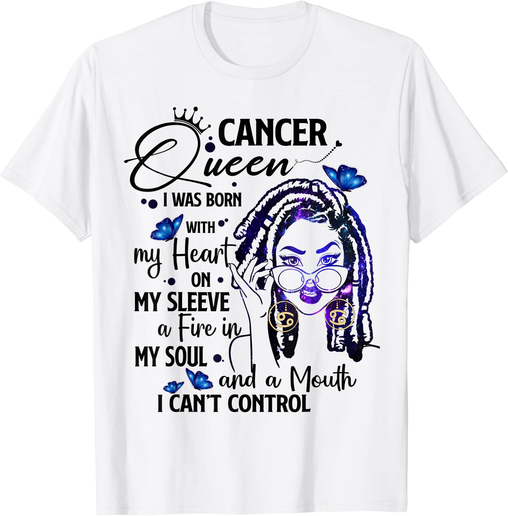 cancer girl afro locs girl zodiac signs birthday gift t shirt men - Buy ...