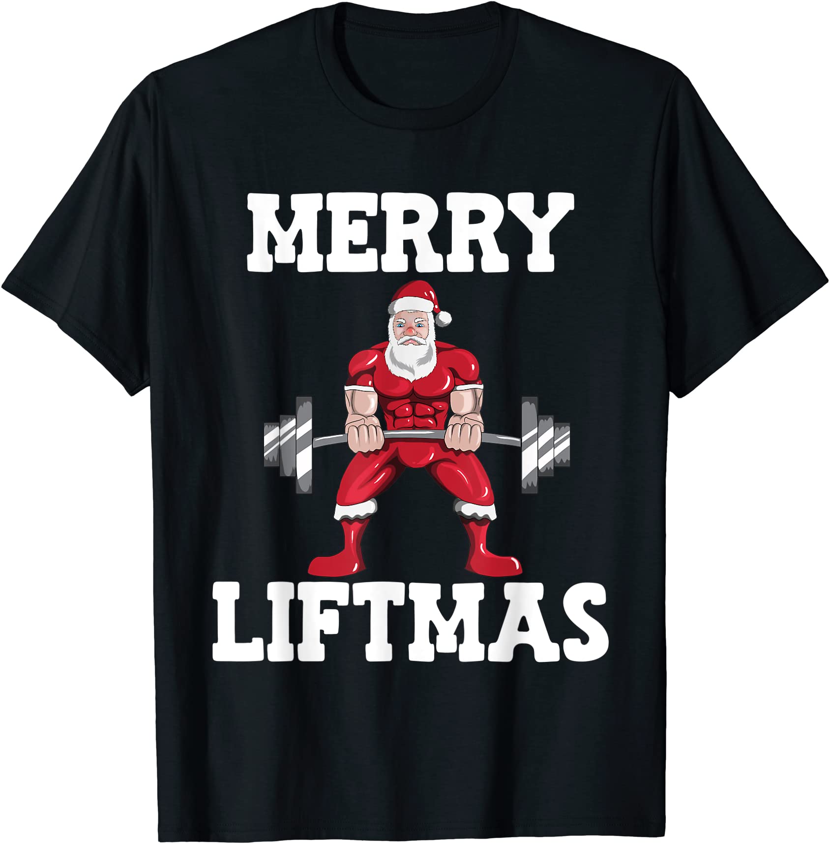 christmas santa claus with weight lifter powerlifting t shirt men - Buy ...