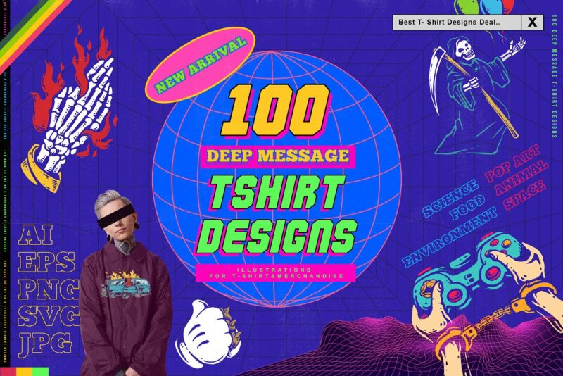 100 Deep Message T-Shirt Designs Bundle