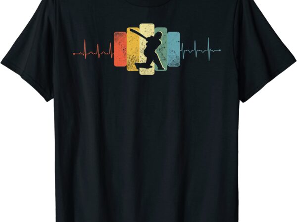 Cricket heartbeat cricket sport ekg vintage retro t shirt men