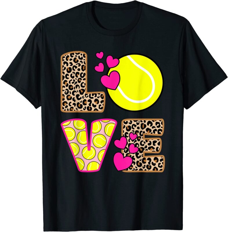 cute love tennis leopard print women girls tennis t shirt men