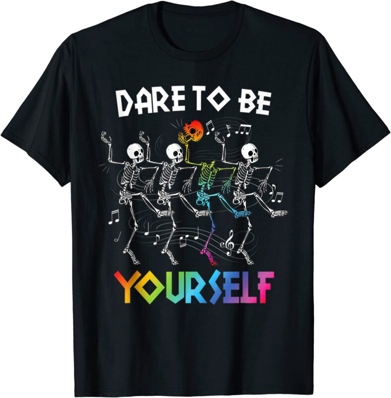 dare to be lgbt pride yourself rainbow skeleton dancing crew t shirt ...