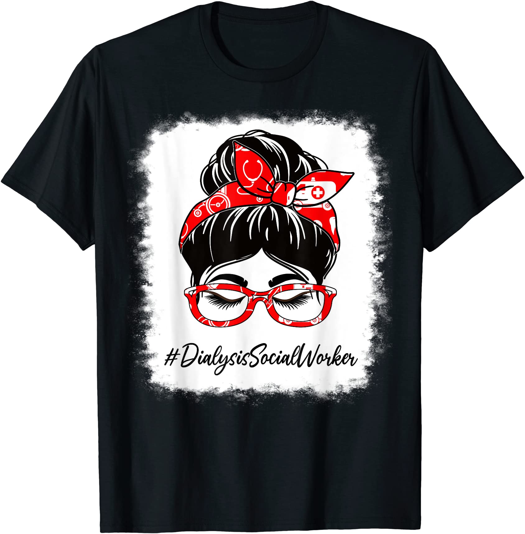 dialysis social worker bleached messy bun appreciation day t shirt men ...