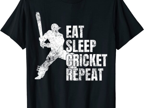 Distressed cricket fan lover gifts eat sleep cricket repeat t shirt men