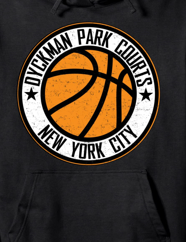 dyckman park basketball circle distressed print pullover hoodie unisex