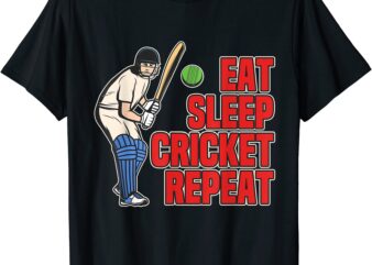 eat sleep cricket retro cricket ball sport player field game t shirt men