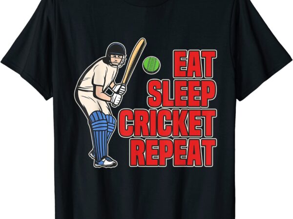 Eat sleep cricket retro cricket ball sport player field game t shirt men