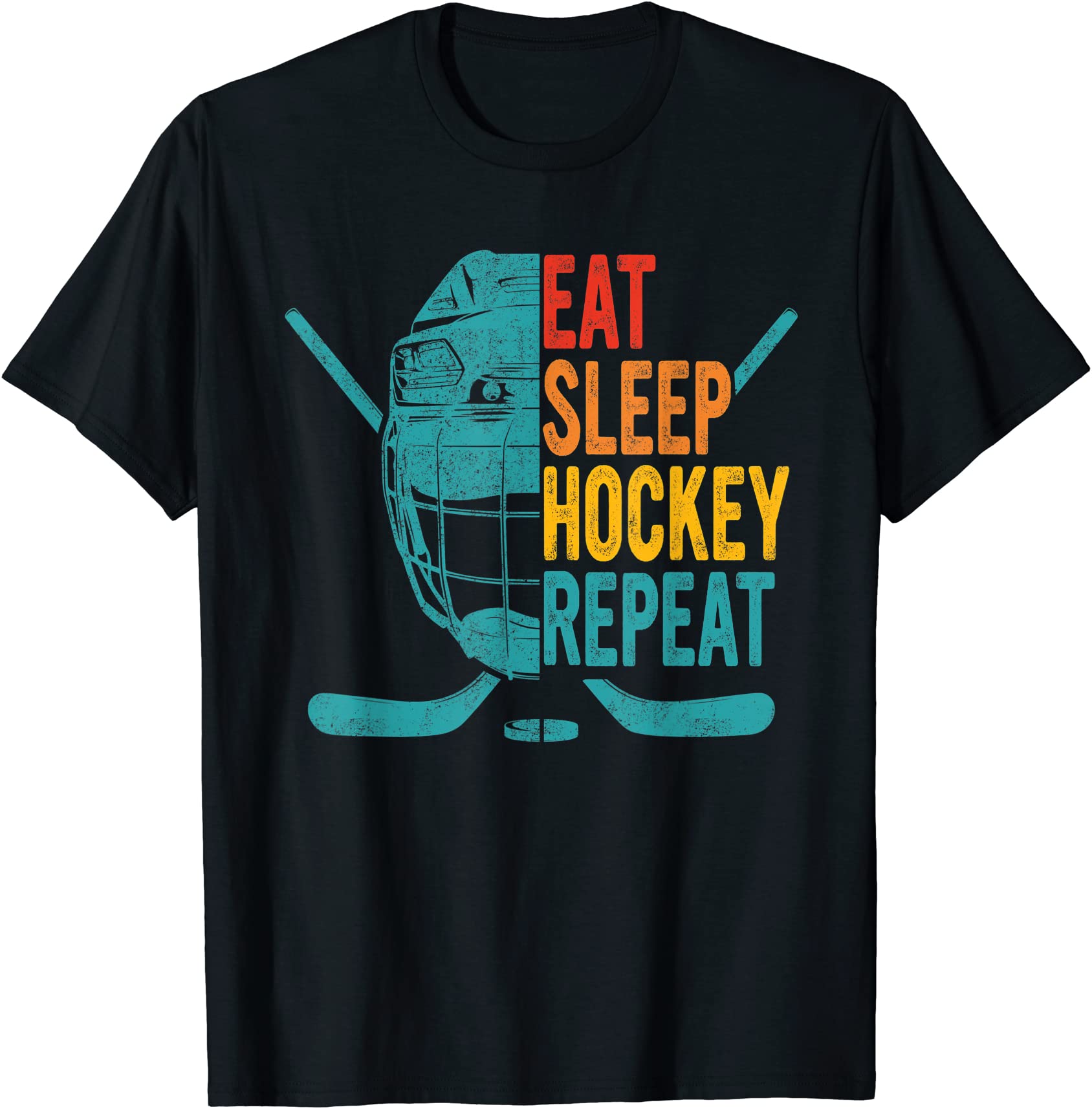 eat sleep hockey repeat hockey funny ice hockey t shirt men - Buy t ...