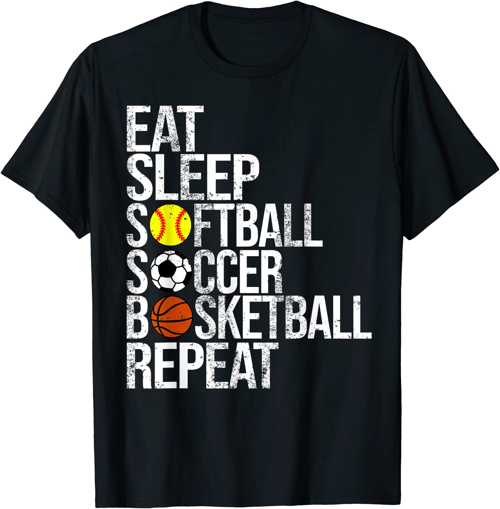 eat sleep softball soccer basketball repeat funny sport t shirt men ...