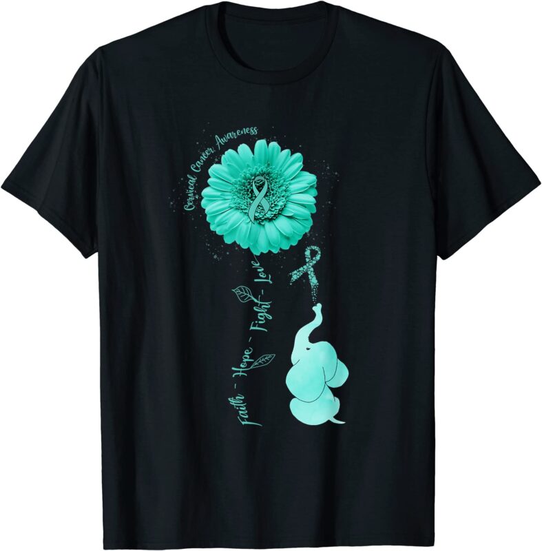 elephant faith hope fight love cervical cancer awareness t shirt men ...