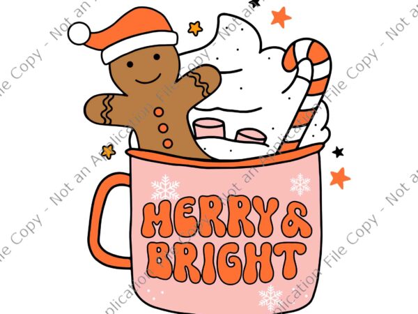 Retro groovy merry & bright gingerbread christmas svg, merry bright svg, gingerbread christmas svg, christmas svg t shirt design online