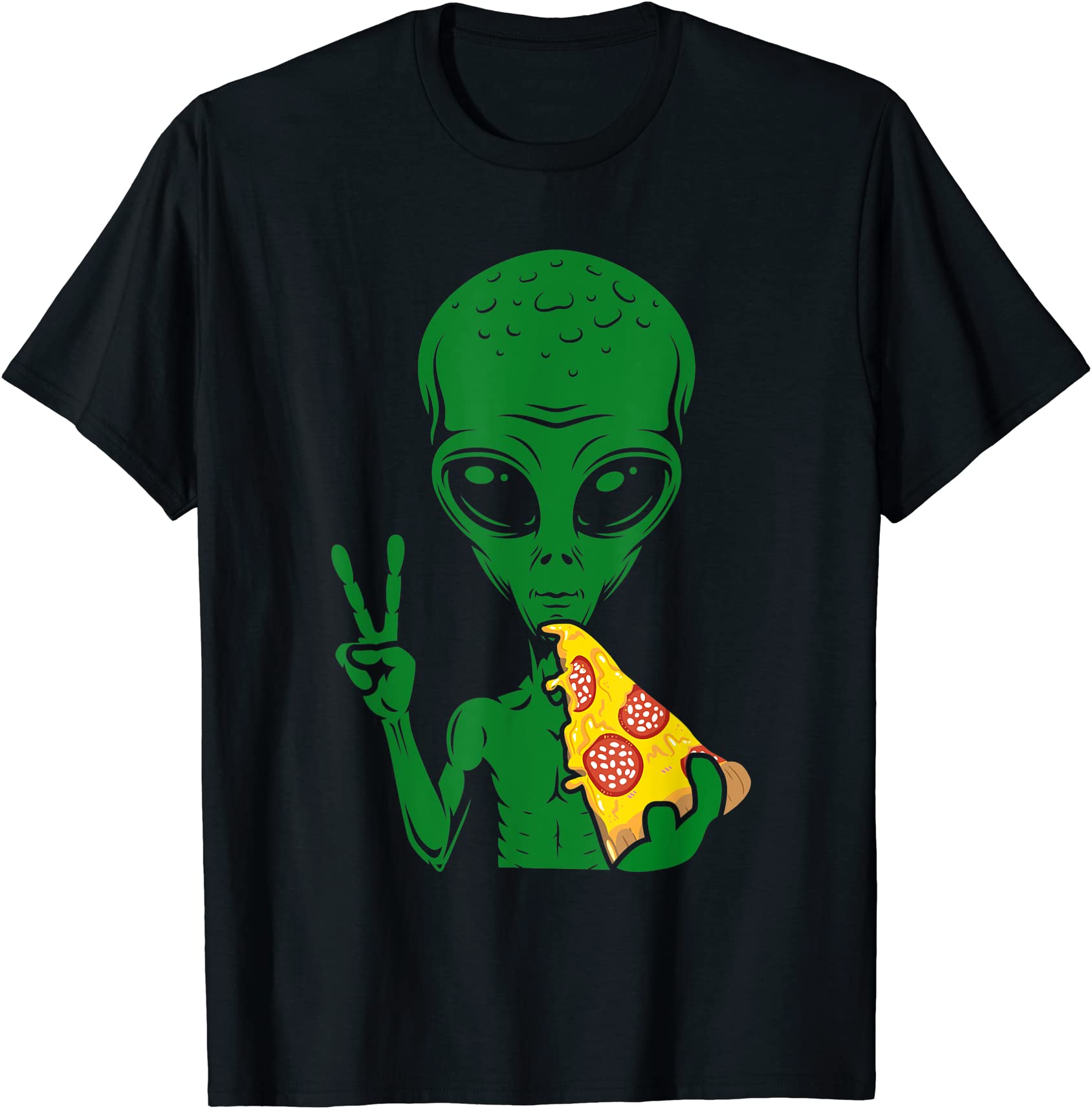 funny alien head eating pizza ufo extraterrestrial t shirt men - Buy t ...