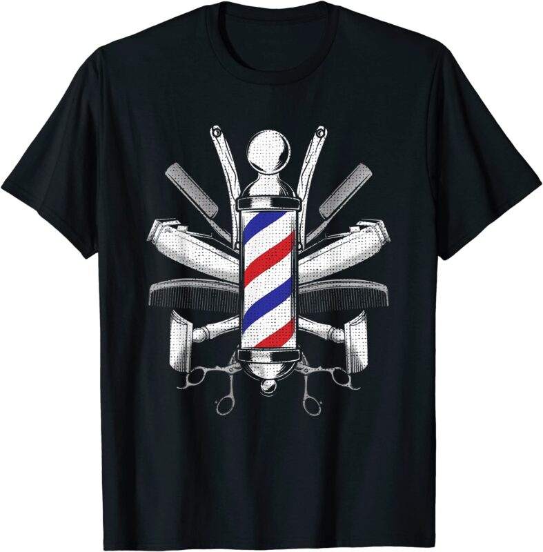 funny barber gift for men barbershop pole tools hairstylist t shirt ...