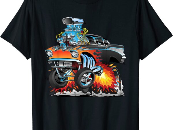 funny classic hot rod fifties drag racing muscle car cartoon t shirt ...