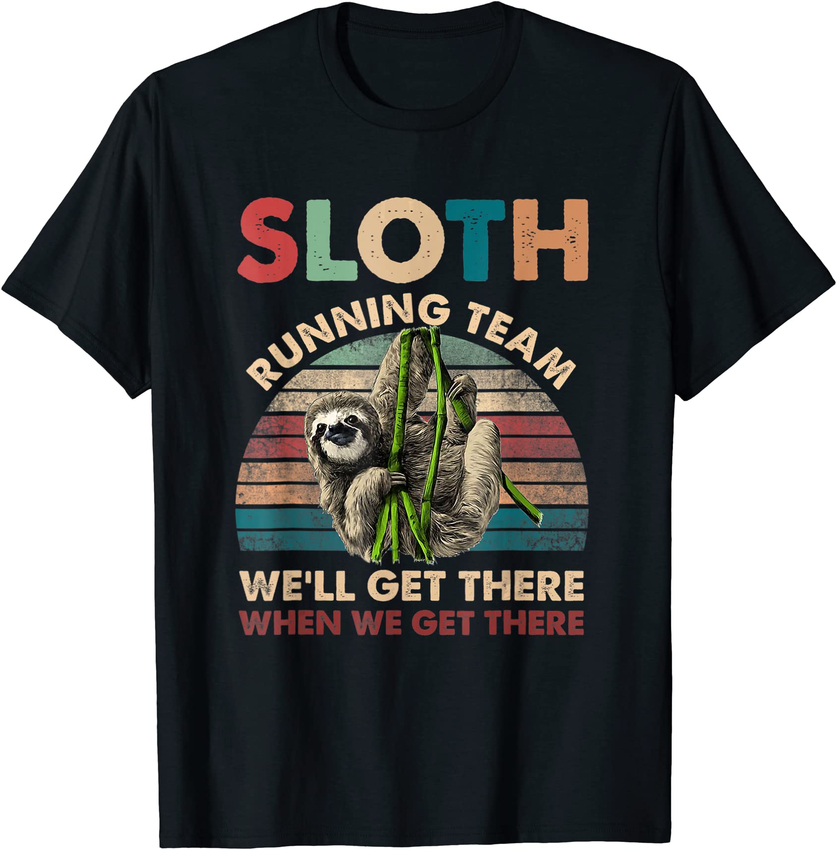 funny vintage sloth running team marathon runners jogging t shirt men ...