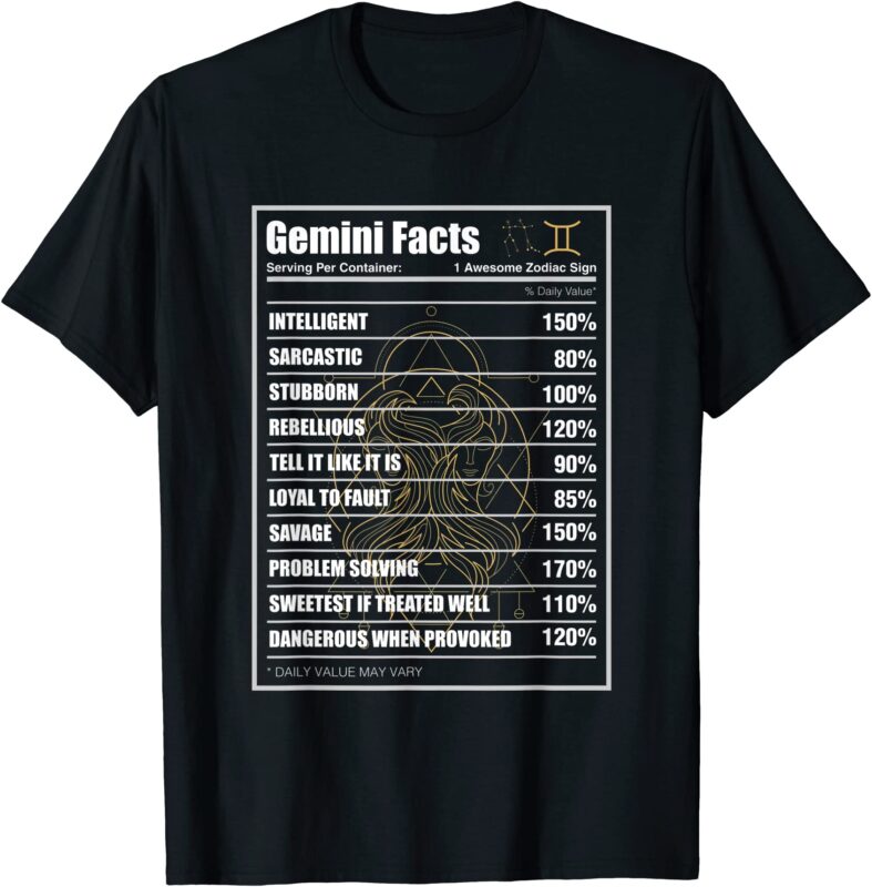 gemini facts zodiac sign t shirt men