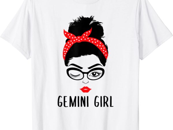 Gemini girl astrology wink eye woman face zodiac gift t shirt men