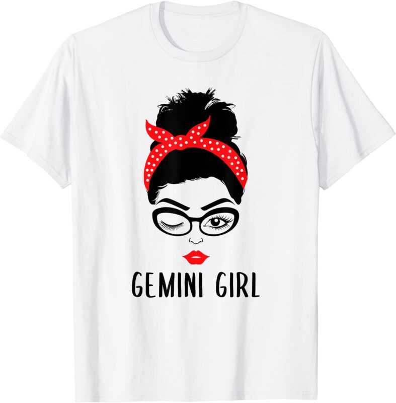 gemini girl astrology wink eye woman face zodiac gift t shirt men