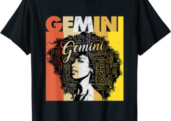 gemini pride black women natural hair art word t shirt men