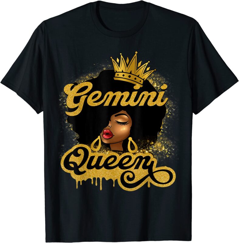 gemini queen birthday girl afro woman black queen zodiac t shirt men