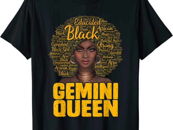 Gemini queen black woman afro natural hair african american t shirt men