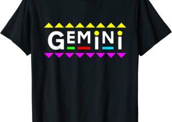 gemini zodiac design 90s style t shirt men