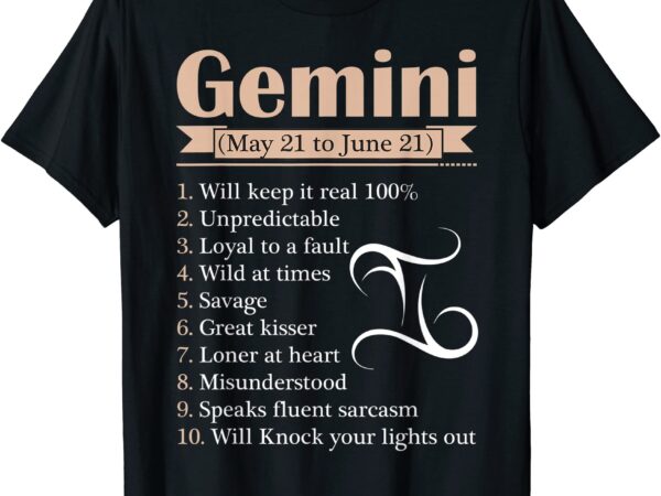 Gemini zodiac sign astrology t shirt may june birthday t shirt men