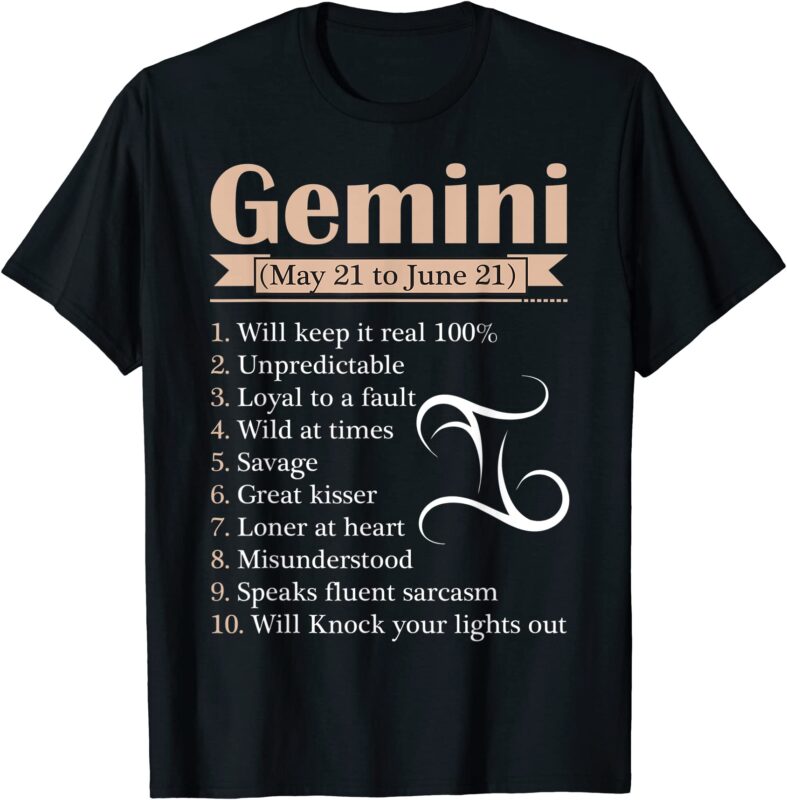 gemini zodiac sign astrology t shirt may june birthday t shirt men