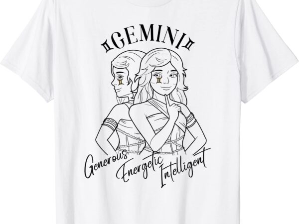 Gemini zodiac starsign gift line art t shirt men