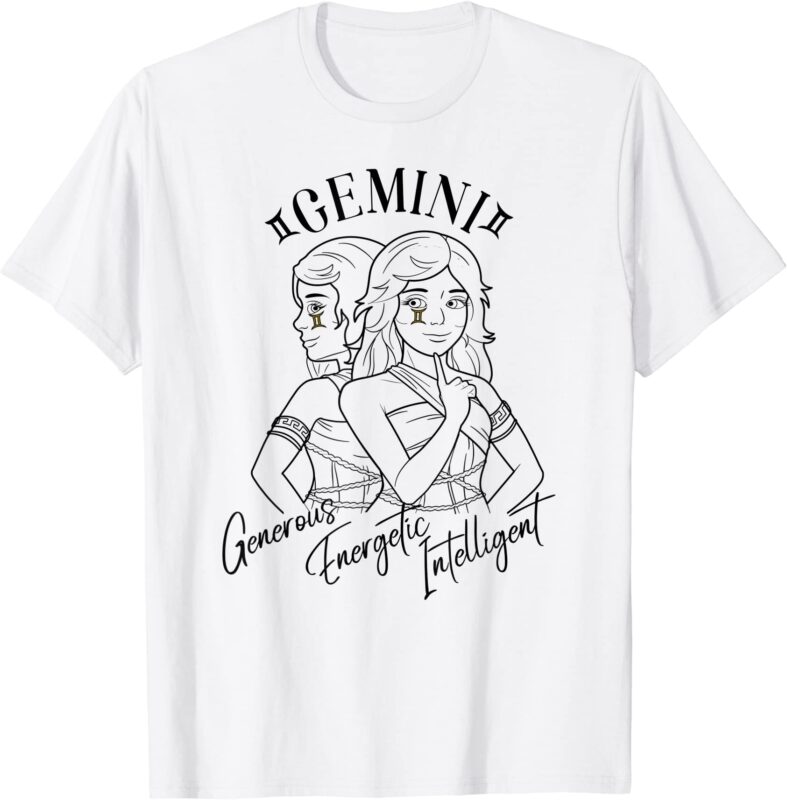 gemini zodiac starsign gift line art t shirt men