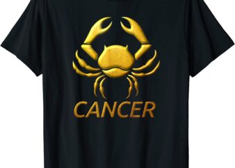golden cancer zodiac sign t shirt relief looks like stamped men