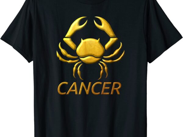 Golden cancer zodiac sign t shirt relief looks like stamped men