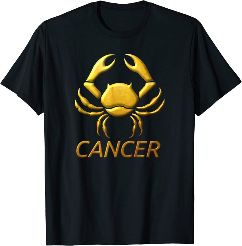 golden cancer zodiac sign t shirt relief looks like stamped men